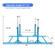 Kids double horizontal bars in blue, featuring adjustable height from 38" to 55", with a durable triangular steel frame.